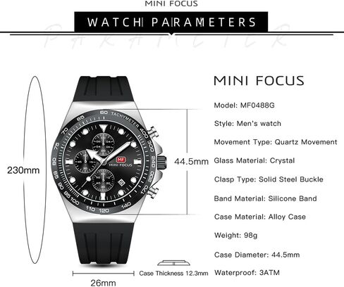 MINI FOCUS Men Watches Business Casual Wrist Watch (Chronograph/Waterproof/Luminous/Calendar) Silicon Band Fashion Watches for Men… in Saudi Arabia