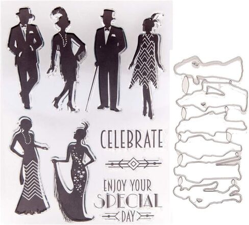 مجموعة LZBRDY السادة الذين يرتدون الفستان في الحفلة مجموعة طوابع ويموت واضحة للاحتفال بالكلمات والطوابع والقوالب المصنوعة من السيليكون in Kuwait