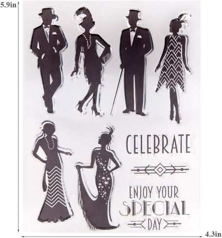 مجموعة LZBRDY السادة الذين يرتدون الفستان في الحفلة مجموعة طوابع ويموت واضحة للاحتفال بالكلمات والطوابع والقوالب المصنوعة من السيليكون in Kuwait