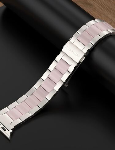 Wearlizer متوافق مع سوار ساعة Apple مقاس 38 مم 40 مم 41 مم أساور معصم عصرية للنساء، مشبك معدني بديل من الفولاذ المقاوم للصدأ والراتنج لساعة iWatch Ultra 2/Ultra/SE/9/8/7/6/5/4/3/2/1-Starlight+Pink in Kuwait