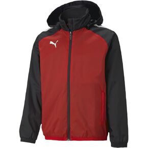 PUMA unisex child TeamLIGA All Weather Jacket, Puma Red-puma Black, X-Large US