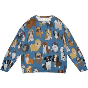 Plaaee Boys Girl Sweatshirts Pullover Cute Dog and Puppy Set Toddler Crewneck Winter Long Sleeve Tops Shirts for Kids 4T