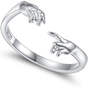 Mic Tai Sterling Silver Creation of Adam Rings Hand Ring Christian Religious Adjustable Ring Jewelry Gifts for Women Girls