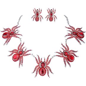 EVER FAITH Women's Austrian Crystal Rhinestone 5 Spider Insect Necklace Earrings Set