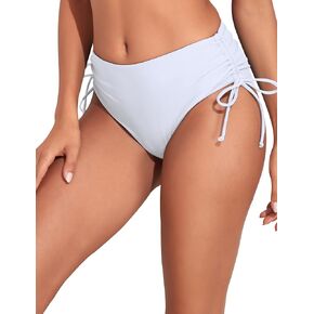 coastal rose Womens High Waist Bikini Bottom Side Tie Tummy Control Swimsuit Bottoms Full Coverage Ruched Tankini Swim Shorts