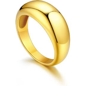 U7 Chunky Gold Dome Rings for Women, Stainless Steel/18KGold Plated/Black Statement Ring Non Tarnish Women Rings, Size 7-12 in Kuwait