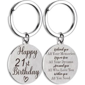 21st Birthday Gifts for Her or Him Keychain Best 21st Birthday Decorations Gifts 21 Year Old Birthday Gifts for Her Double Sides Engraved Keychain