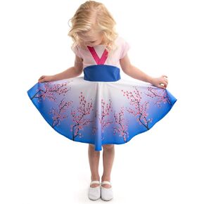 Little Adventures Cherry Blossom Princess Twirl Dress - Machine Washable Child Pretend Play and Party Dress with No Glitter