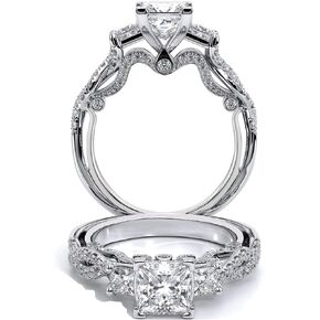 Princess Cut Moissanite Engagement Rings for Women, 2ct Three Stone Moissanite Ring White Gold Plated Silver Moissanite Rings, Twisting Wedding Rings for Proposal