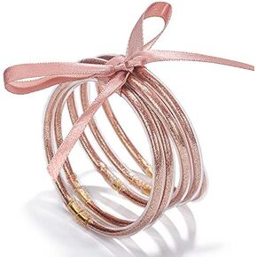 Shiny Glitter Jelly Bangles Bracelets Set, Colorful Glitter Filled Jelly Silicone Bracelets for Women Girls Party Birthday Christmas in Kuwait