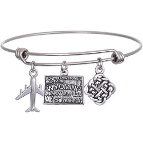 State Bangle U.S. Map Charm Expandable Travel Bracelet Long Distance Relationship Gift Best Friends Bracelet