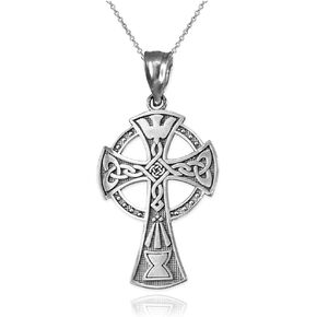 Sterling Silver Celtic Cross Pendant Necklace