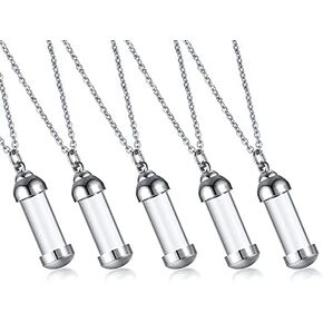 Stainless Steel Glass Cremation Urn Pendant, Ashes Holder Memorial Pendant Necklace with Chain, Keepsake Jewelry