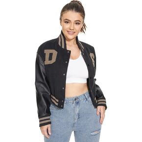 Women's Faux Leather PU Jacket, Graffiti Studded Rivet Punk Biker Moto Fashion Coat with Long Sleeve