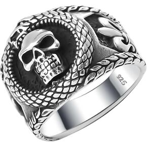 Solid 925 Sterling Silver Retro Gothic Biker Skull Luxury Turkish Men's Ring
