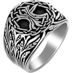 NIGHTCRUZ Tree of Life Ring, World Tree Ring Stainless Steel, Nordic Jewelry with Yggdrasil Amulet