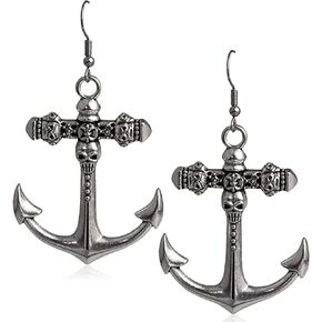 2 Pairs Dainty Jesus Christ Crucifix Cross Earrings Gothic Skull Anchor Sailor Drop Dangle Earrings Jewelry For Women Girls
