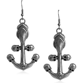 2 Pairs Dainty Jesus Christ Crucifix Cross Earrings Gothic Skull Anchor Sailor Drop Dangle Earrings Jewelry For Women Girls