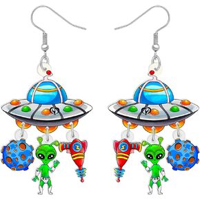 Acrylic Novelty Astronomy Rocket Earrings Spacecraft Dangle Drop Gifts for Women Girls Kids Space Lover Funny UFO Aliens Jewelry in Kuwait