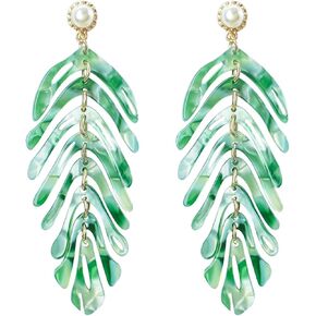 Hmooy Boho Leaf Earrings,Acrylic Drop Charm Resin Statements Earring Fashion Jewelry for Girls Women