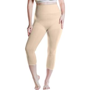 LIN PERFORMANCE Womens Capri High Waist Leggings Shapewear Tummy Control Tight Waist Hips Thighs Leggings(Nude)