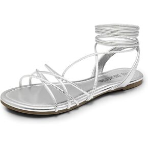 DREAM PAIRS Women's Sandals, Fashion Strappy Flat Sandals for Women Comfortable Summer Sandals