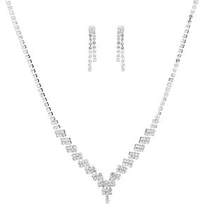 Ursumy Bridal Rhinestone Choker Necklaces Wedding Earrings Necklace Set Bride Crystal Jewelry for Women and Girls (Set of 3)