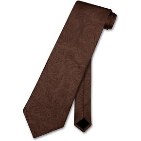 Vesuvio Napoli NeckTie CHOCOLATE BROWN Color Paisley Design Men's Neck Tie