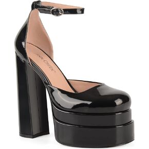 ANN CREEK Women's Platform Heels Chunky Heels Square Toe Pumps Ankle Strap Pumps High Heels Closed Toe Block Heels Platform Heeled Sandals Black Sexy Dress Platform High Heels Black Size 6