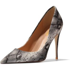 Women's Closed Pointed Toe Pumps Sexy Snakeskin Stiletto High Heels Slip On 4 Inch Dress Formal Party Wedding Basic Shoes Size 4-16 US