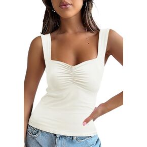 Micoson Womens Tank Tops Summer Sweetheart Neck Sleeveless Strappy Backless Y2K Tops Casual Basic Cami Shirts