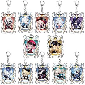 سلسلة مفاتيح بشخصية جينشين امباكت فونتين من بايرز، مجموعة سلاسل مفاتيح من الاكريليك مكونة من 12 قطعة مع دلاية، سلسلة مفاتيح لطيفة للوحة الخلفية in Kuwait