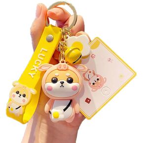 PVC Shiba Inu Keychain Kawaii Keychain for Women-Cute Keychains Adorable Backpack Car Keyring Charms