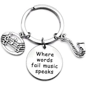 Saxophone Keychain, Music Keychain, Music Note Keychain, Musical Instrument Keychain, Music Teacher Gift, Music Lover Gift, Music Key Ring, Saxophone Charm Key Ring