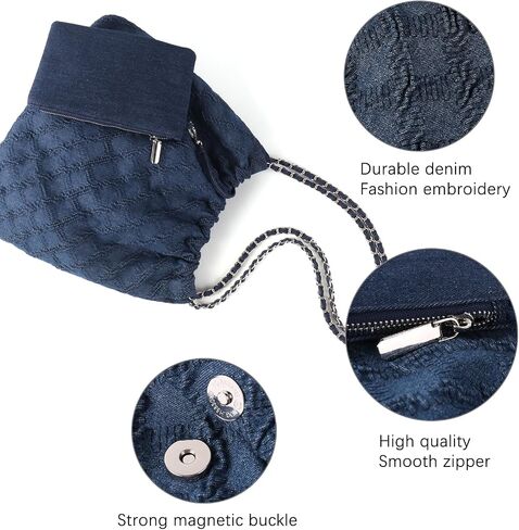 DSGUTWO Denim Tote Bag for Women, Chain Shoulder Bag Hobo Handbags, Large Quilted Top Handle Satchel Purse with Wallet in Saudi Arabia