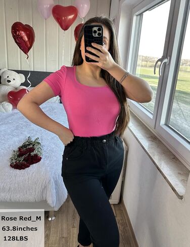 Zeagoo Women's Short Sleeve Square Neck T Shirt Slim Fitted Casual Basic Crop Top Going Out Tops in Saudi Arabia