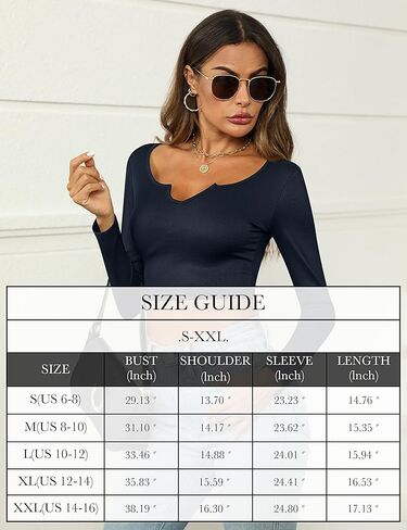 مجموعة من 3 قمصان نسائية من Locoowai بأكمام طويلة وقمصان قصيرة ضيقة ومضلعة ورقبة على شكل حرف V قمصان أساسية كاجوال متينة قابلة للتمدد in Kuwait