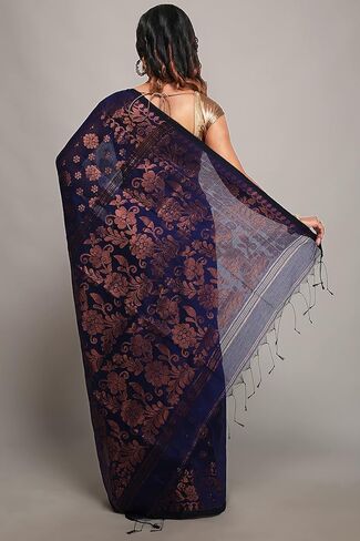 WoodenTant Women s banarasi Cotton silk Handloom Saree with pure copper Floral zari solid border_ in Kuwait