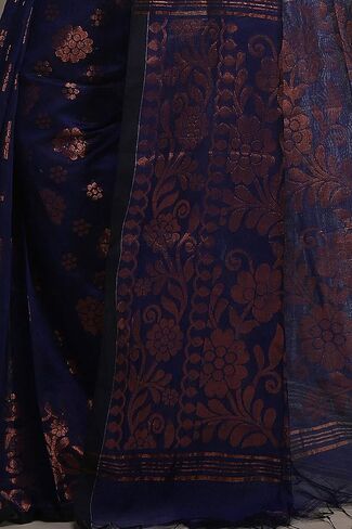 WoodenTant Women s banarasi Cotton silk Handloom Saree with pure copper Floral zari solid border_ in Kuwait