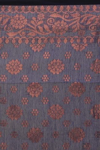 WoodenTant Women s banarasi Cotton silk Handloom Saree with pure copper Floral zari solid border_ in Kuwait