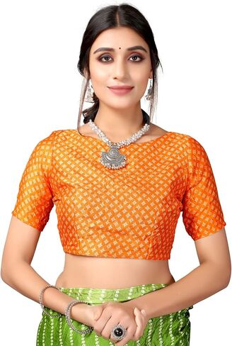 ساري حريري مطبوع بشرابة وبانداني للسيدات من SIRIL مع قطعة بلوزة غير مخيطة in Kuwait