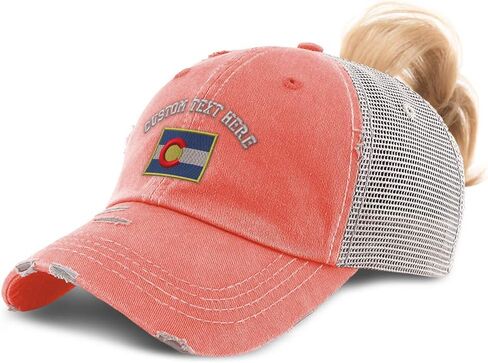 Custom Womens Ponytail Cap Colorado Flag State Embroidery Cotton Strap Closure in Saudi Arabia