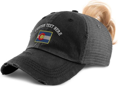 Custom Womens Ponytail Cap Colorado Flag State Embroidery Cotton Strap Closure in Saudi Arabia