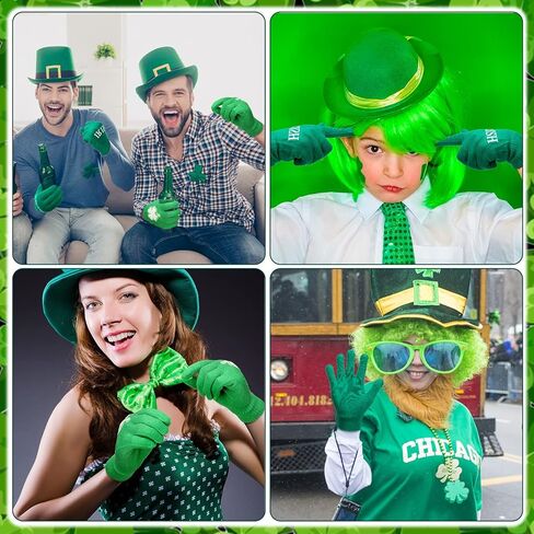 Janmercy 8 Pairs St. Patrick's Day Irish Gloves Four Leaf Clover Gloves Green Knitted Gloves One Size Saint Patrick's Day Gloves for Women Men Costume Accessories Party Favor in Saudi Arabia