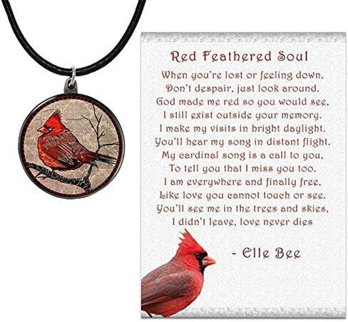 قلادة لولا بيلا جيفتس آند سبيريت لالا حمراء ذات ريشية سول مع خلفية الحب لا يموت ولا يموت ولا يموت ولا قصيدة، صندوق هدايا هدية التعاطف الحزن in Kuwait