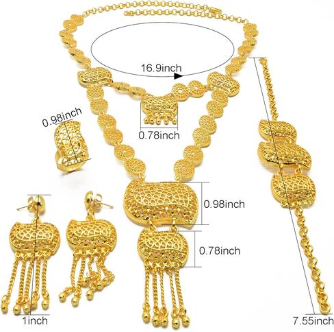 Women's Dubai Gold Jewellery Set Flower 24K Gold Plated Necklace Sets in Kuwait