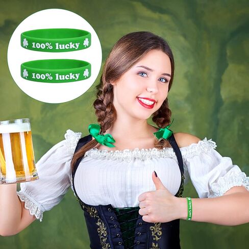 Florideco St. Patrick's Day Accessories Costumes Set With 2 Pairs Earrings 2 Glasses 4 Shamrock Necklace 2 Lucky Bracelets 6 Mustaches 2 Irish Shoulder Strap for Women Girls Irish Party Favors St in Kuwait