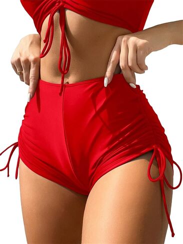 COZYEASE Women's High Waisted Bikini Swim Bottom Drawstring Tie Side Swimsuit Shorts in Saudi Arabia