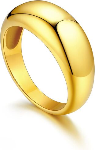 U7 Chunky Gold Dome Rings for Women, Stainless Steel/18KGold Plated/Black Statement Ring Non Tarnish Women Rings, Size 7-12 in Kuwait
