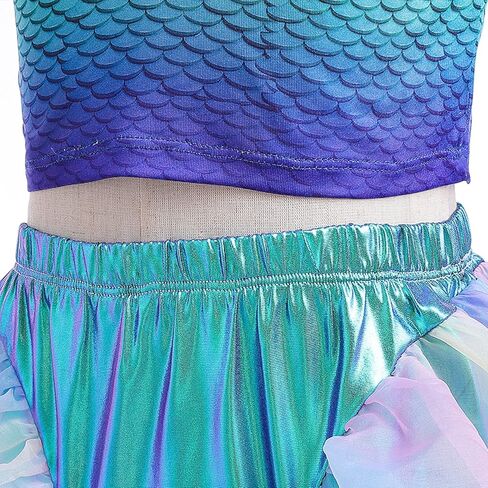 زي حورية البحر الصغيرة من ZALOORIY للفتيات، فستان الأميرة أرييل التنكري مع الملحقات in Kuwait